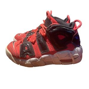 Nike Air More Uptempo Shoes Boys 4.5Y Red Black Basketball Sneakers‎ DV2205-600